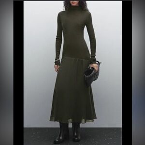 Massimo Dutti Contrast Maxi Dress NEW NWT